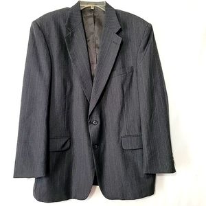 Towncraft Men's Wool Suit Jacket Gray Wide Pin Stripe Size 44R
